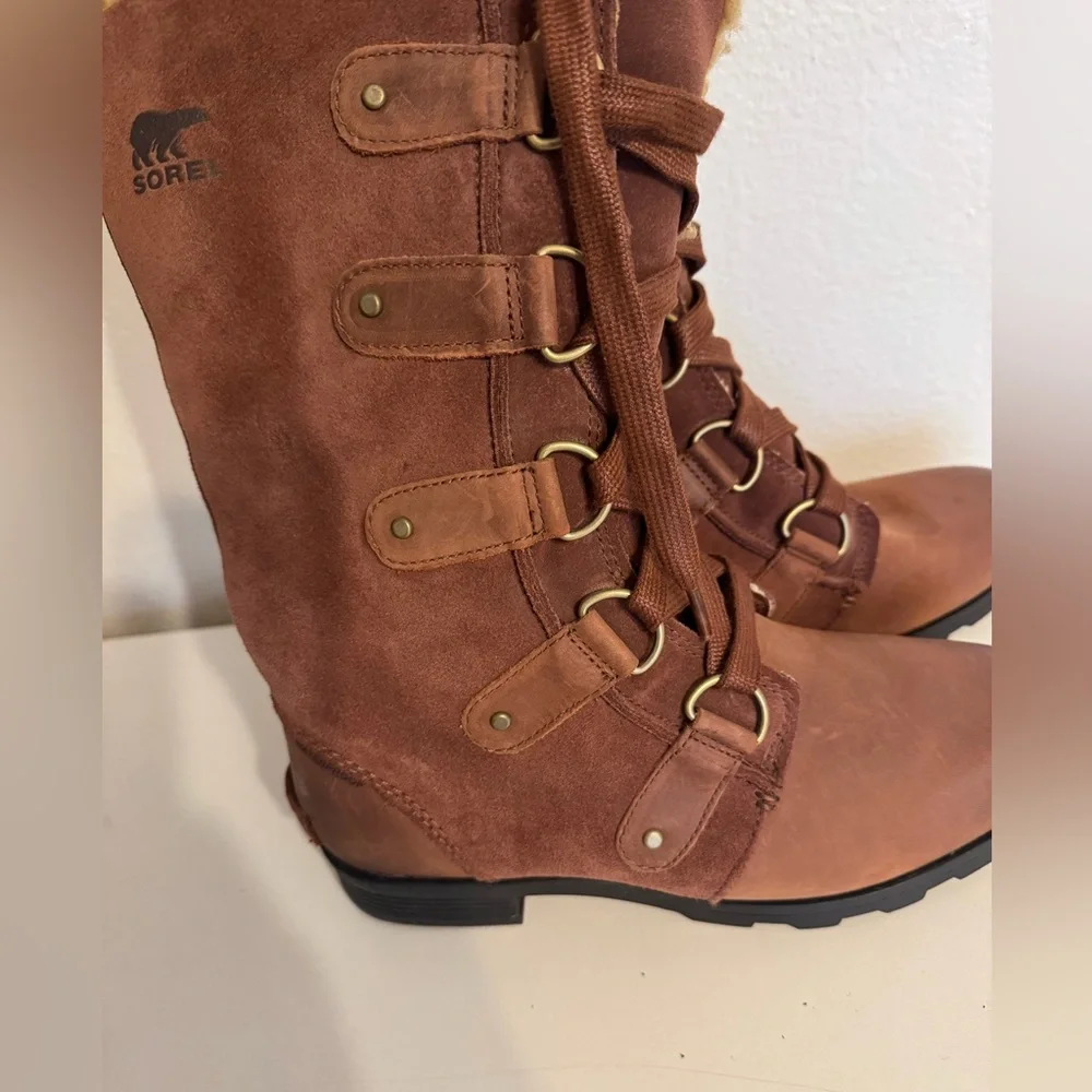 Sorel Emelie Faux Fur Lace Up Boots NEW